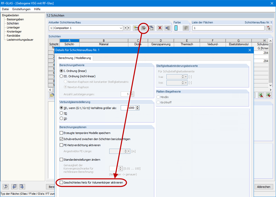 Deaktivieren des geschichteten FE-Netzes