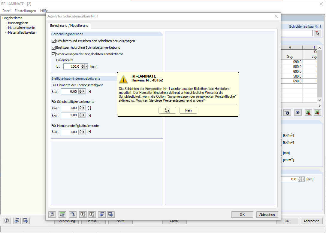 Hinweis Scherversagen