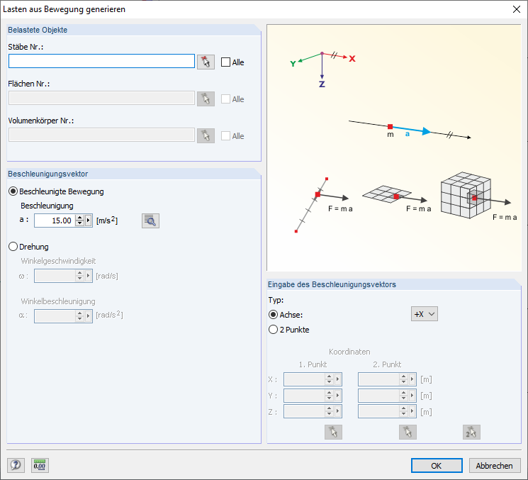 Dialog "Lasten aus Bewegung generieren"