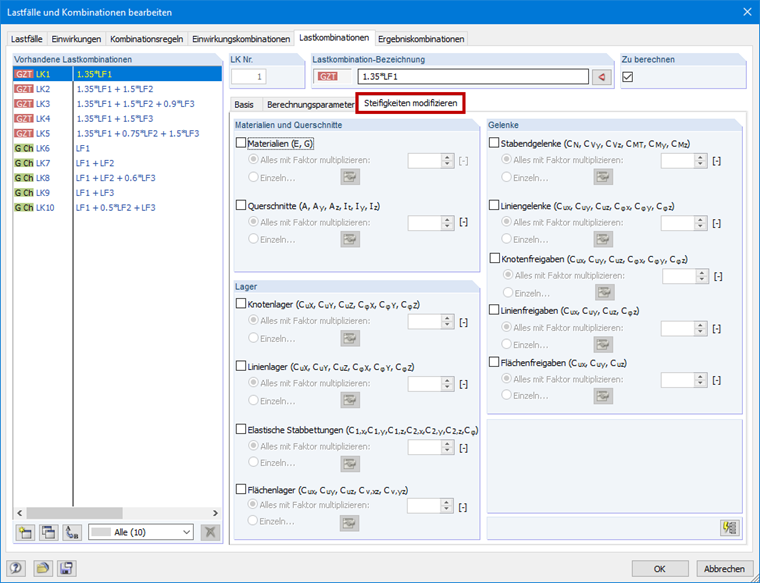 Modifikationen für Lager und Gelenke