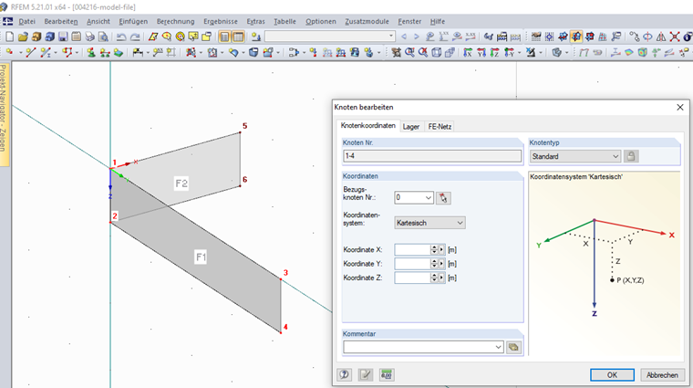 Überprüfung der Knotenkoordinaten