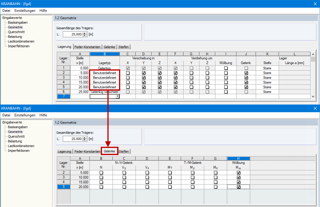 Benutzerdefinierte Gelenke