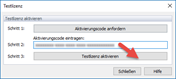Aktivierung der Testlizenz