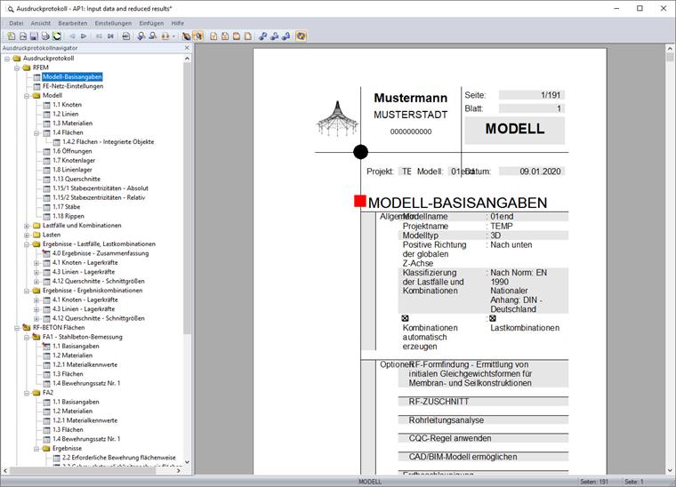 Ausdruckprotokoll im Format Letter