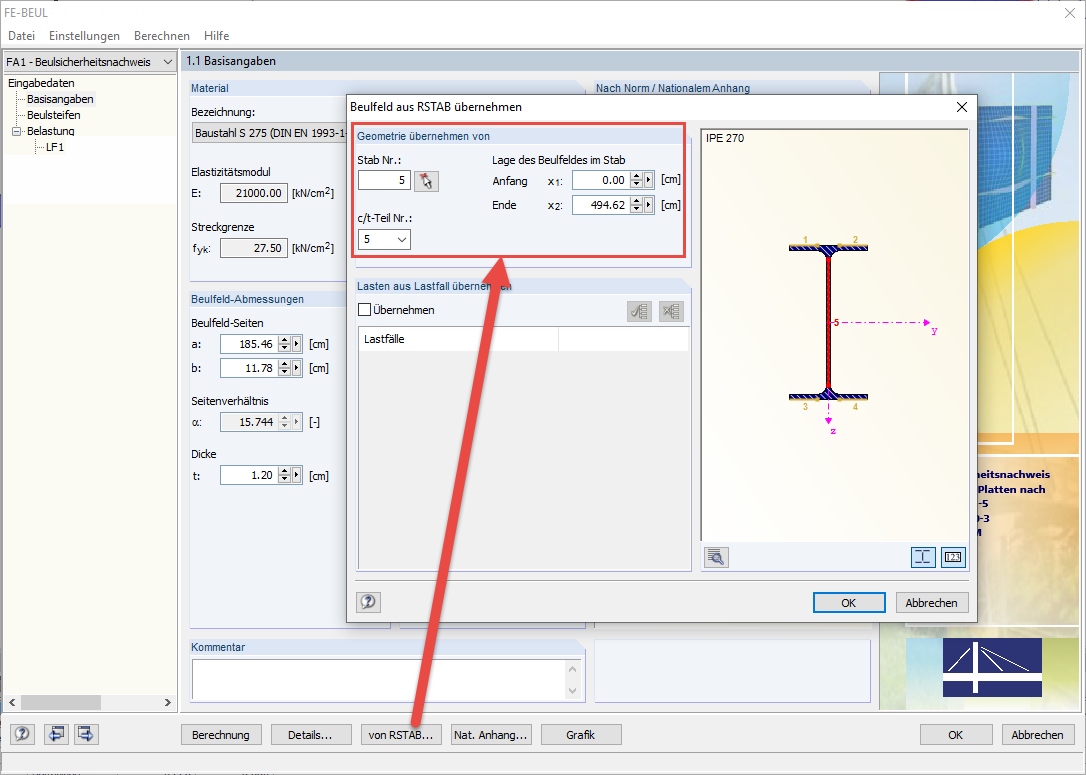 Übernahme des Beulfelds aus RSTAB bzw. RFEM