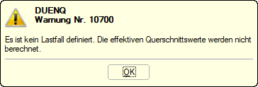 Warnmeldung "Wirksame Querschnittswerte werden nicht berechnet"