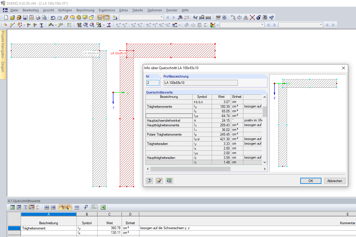Querschnitt aus mehreren unverbundenen Teilquerschnitten