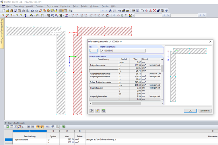 Querschnitt aus mehreren unverbundenen Teilquerschnitten