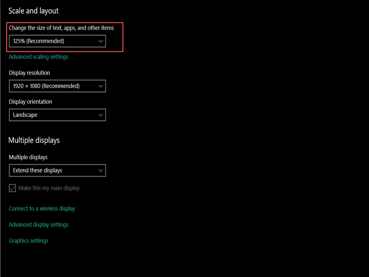 Skalierungseinstellungen
