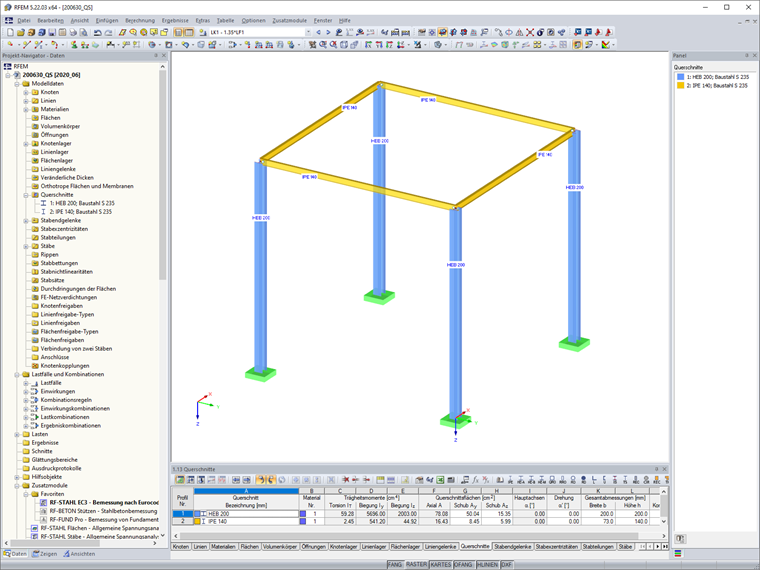 Modell mit unterschiedlichen Querschnitten