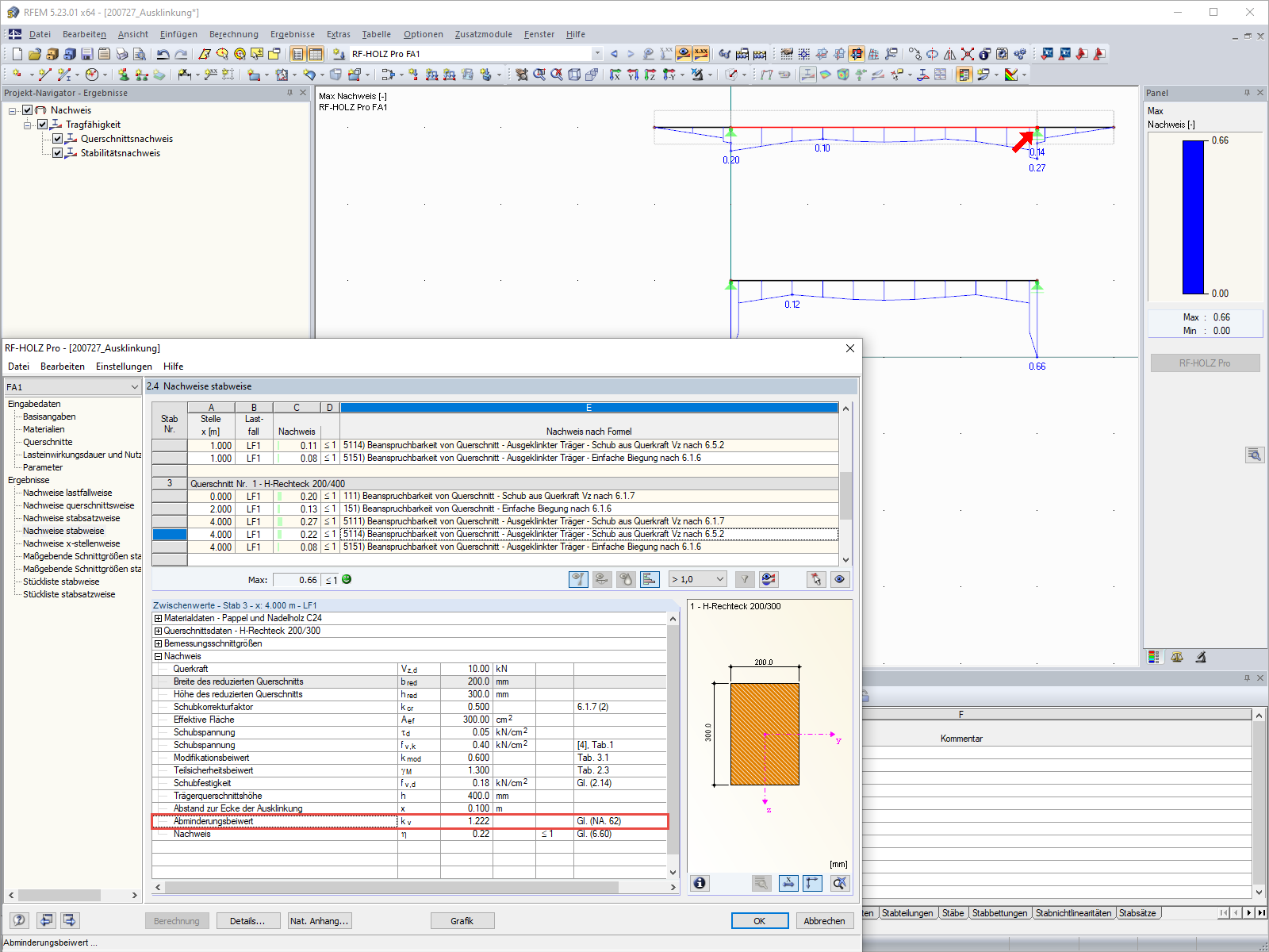 Ausklinkung - Abminderungsbeiwert größer 1,0