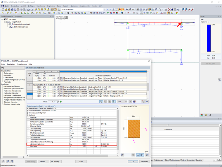 Ausklinkung - Abminderungsbeiwert größer 1,0