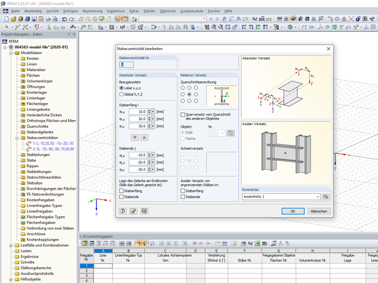Über das Makro erzeugte Stabexzentrizitäten
