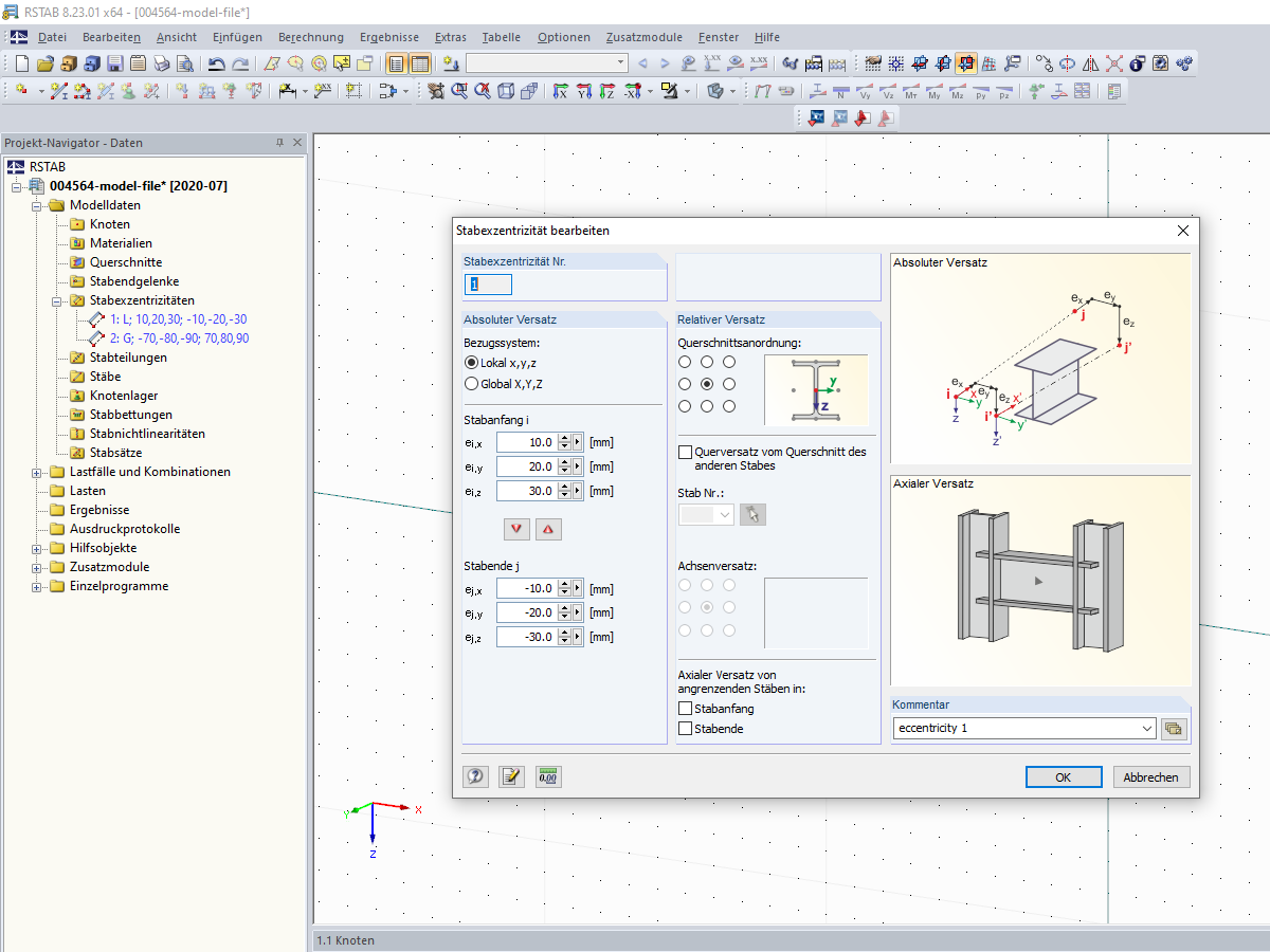 Über das Makro erzeugte Stabexzentrizitäten
