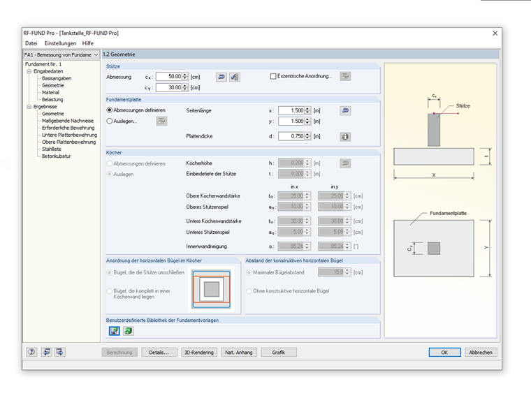 Maske "1.2 Geometrie" in RF-/FUND Pro