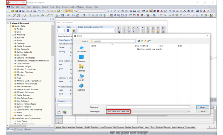 Das Format *.du9 (DUENQ 9) wird von den RFEM-Versionen ab 5.22.01 unterstützt.