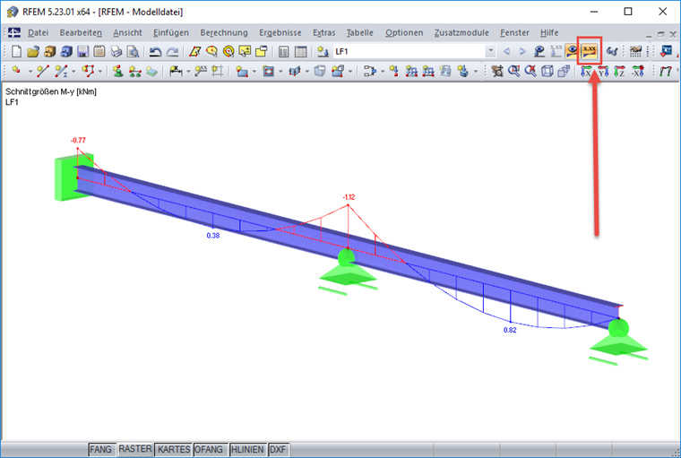 Ergebniswerte über Symbolleiste