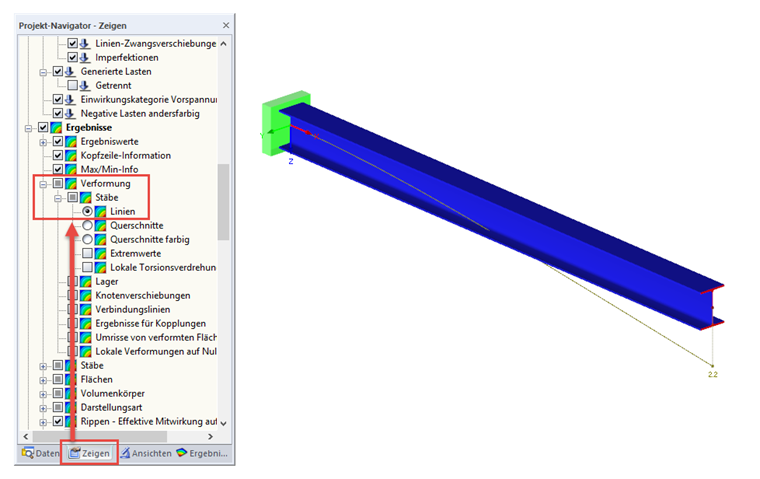 Ergebnisdarstellung: Linien