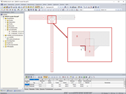 An Schweißnaht 1 angeschlossene Elemente 3 und 5 (rot markiert)