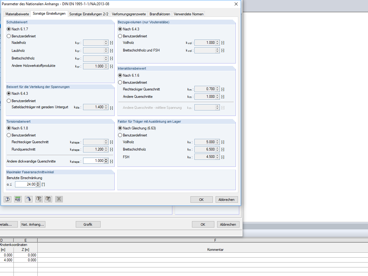 Reiter "Sonstige Einstellungen"