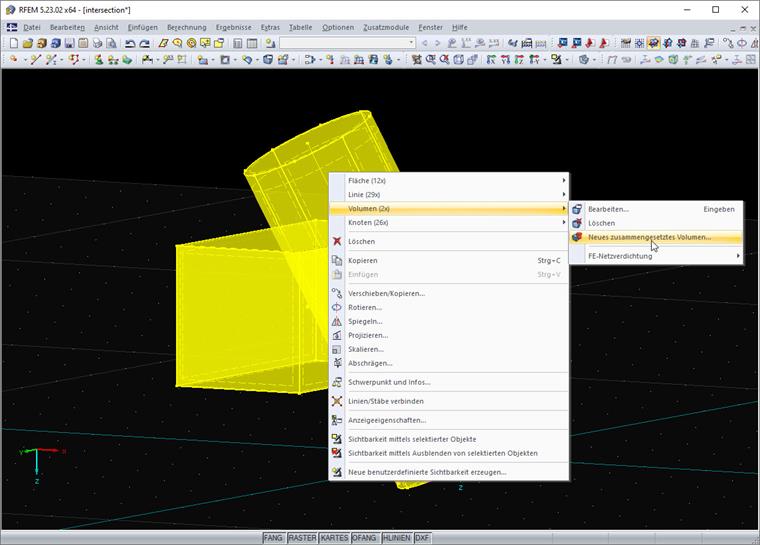 Zusammengesetztes Volumen und damit Durchdringungen anlegen
