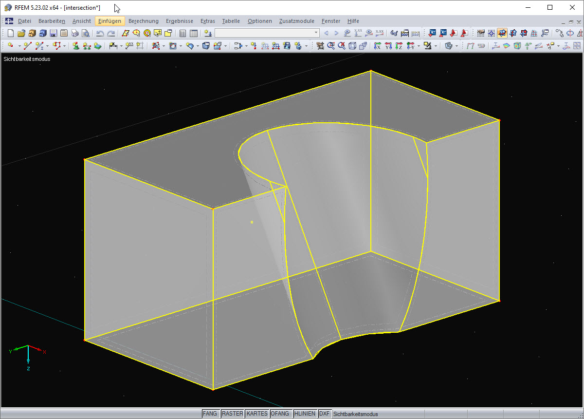 Neues Volumen mit einer Durchdringung