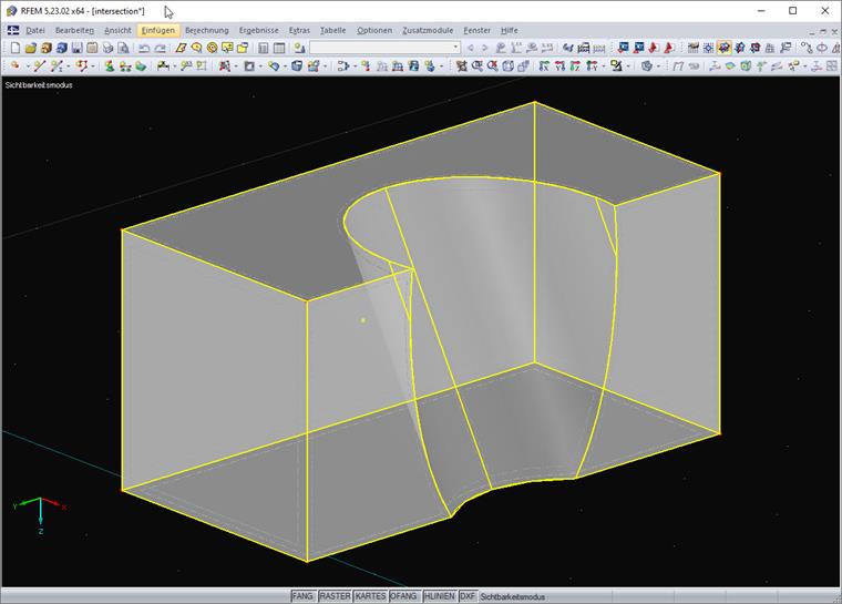 Neues Volumen mit einer Durchdringung