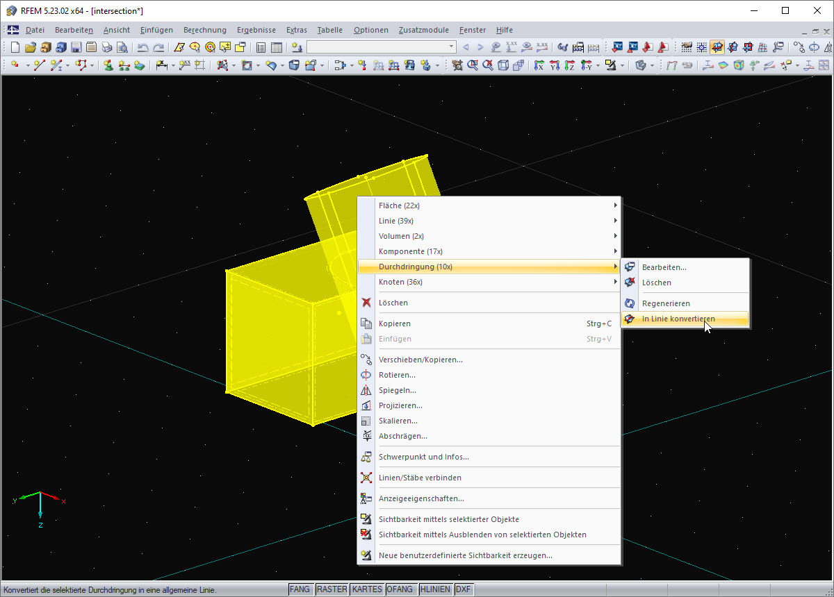 Durchdringungen in Linien konvertieren