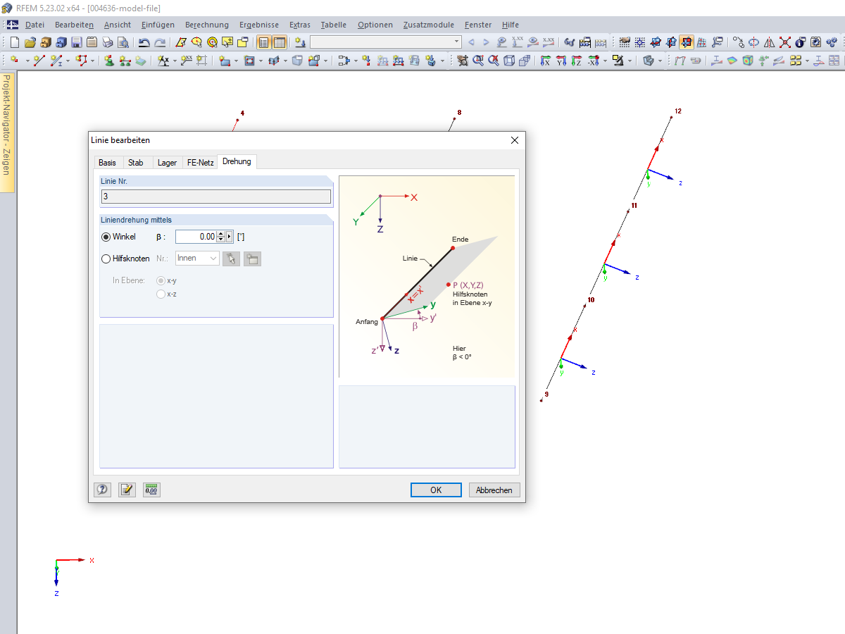 Linie bearbeiten - Drehung
