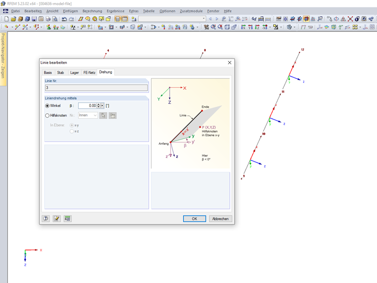 Linie bearbeiten - Drehung