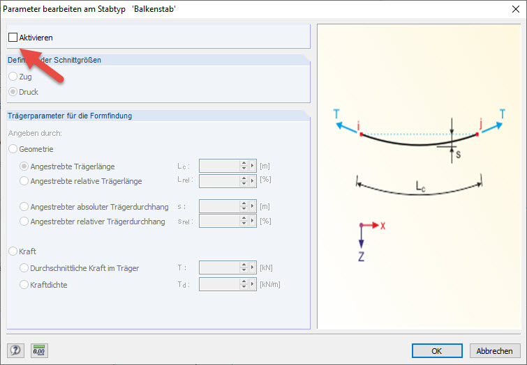 Element aktivieren für Formfindungsprozess