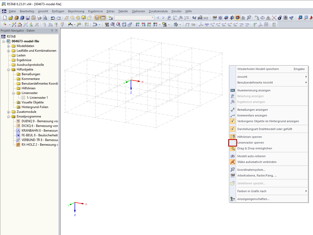 Linienraster nicht gesperrt