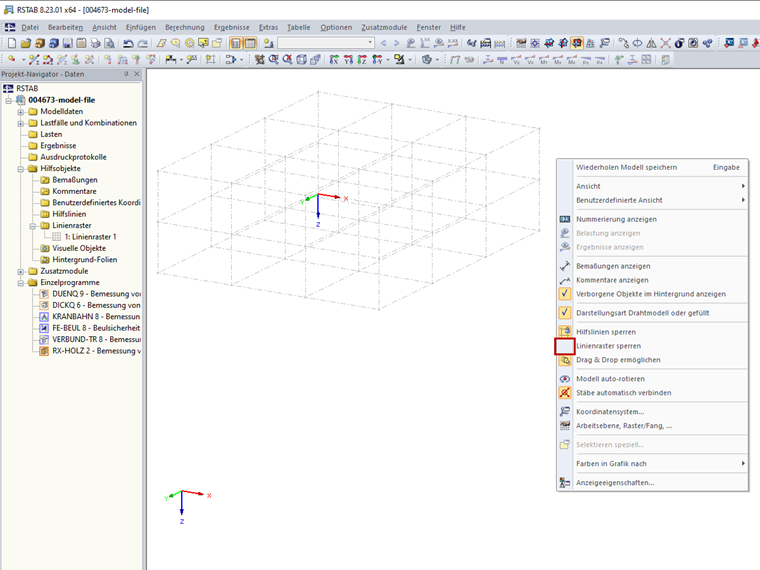Linienraster nicht gesperrt