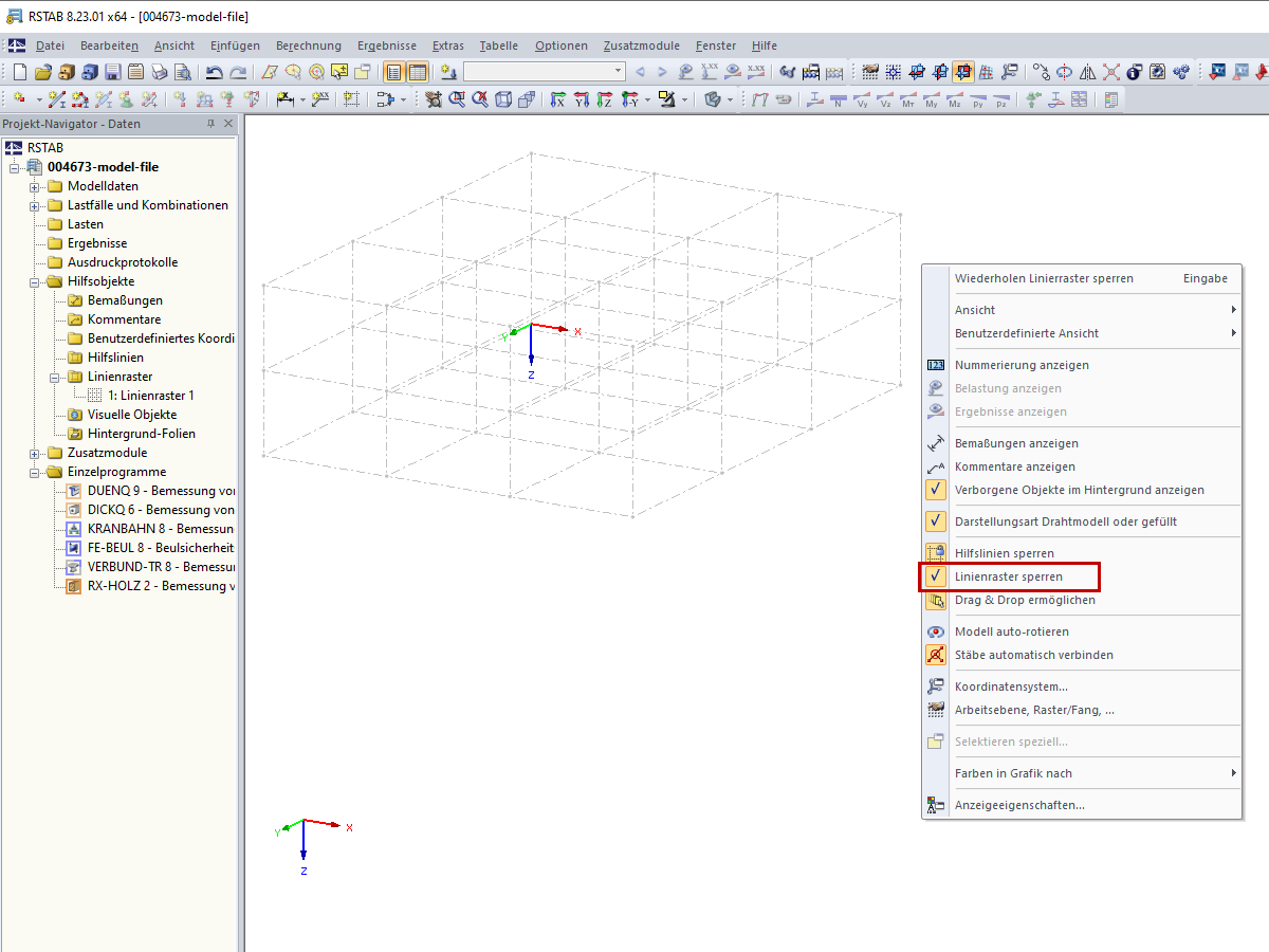 Linienraster gesperrt
