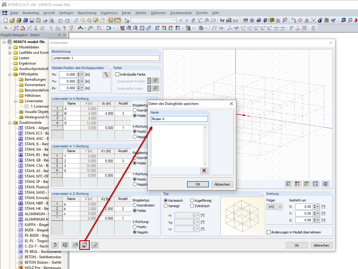 Linienraster als Muster speichern