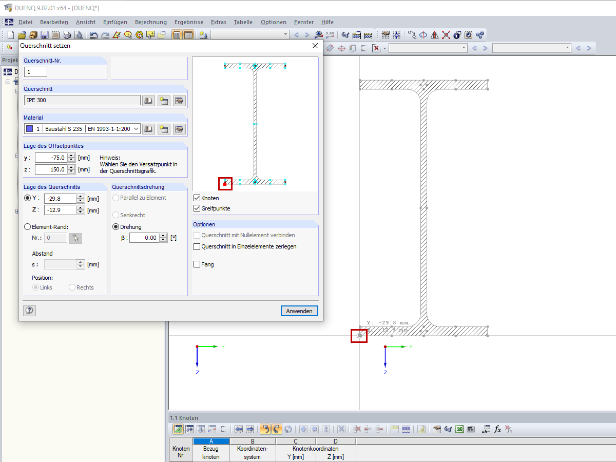 Offset-Punkt (im Bild rot markiert)