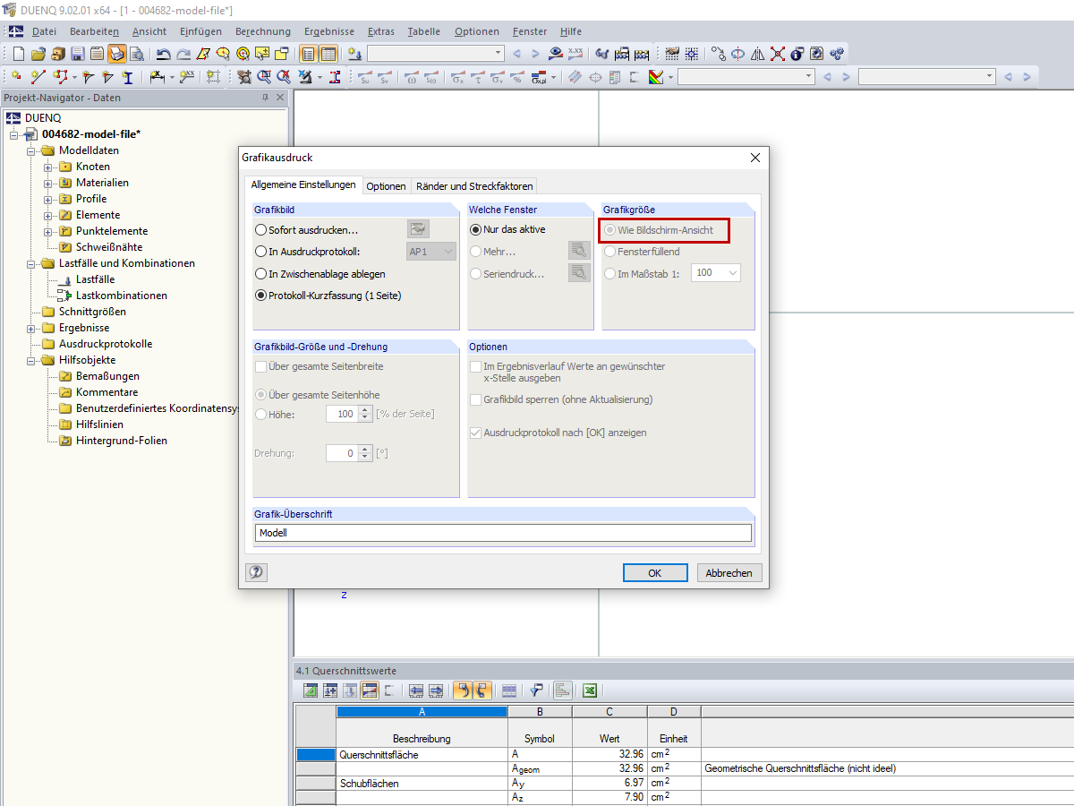 Protokoll-Kurzfassung - Grafikgröße