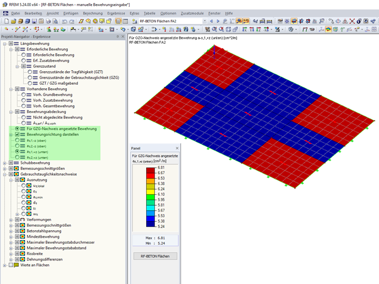 Korrekt definierte Bewehrung über gesamte Fläche
