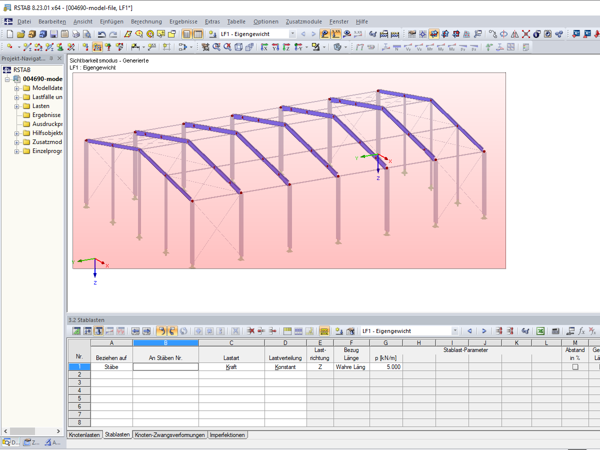 Stablast in einem Bereich aufbringen
