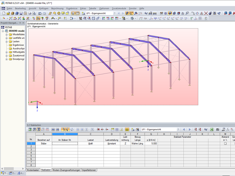 Stablast in einem Bereich aufbringen
