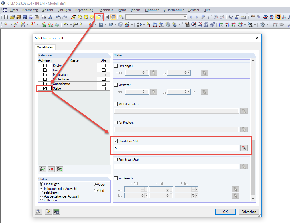 Funktion "Selektieren speziell"