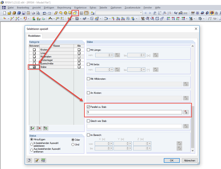 Funktion "Selektieren speziell"