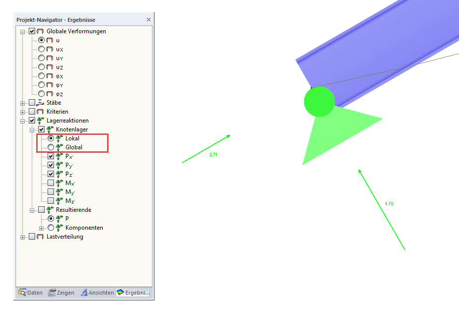 Darstellung der Lagerreaktionen