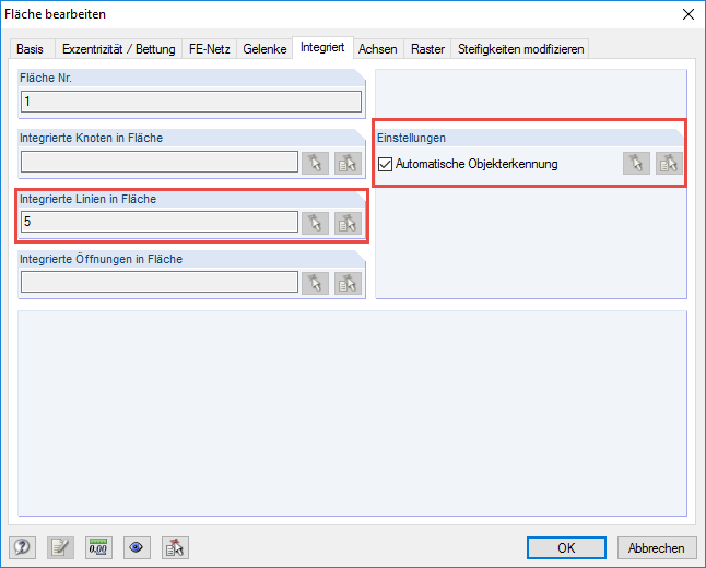 Dialog "Fläche bearbeiten" → "Integriert"