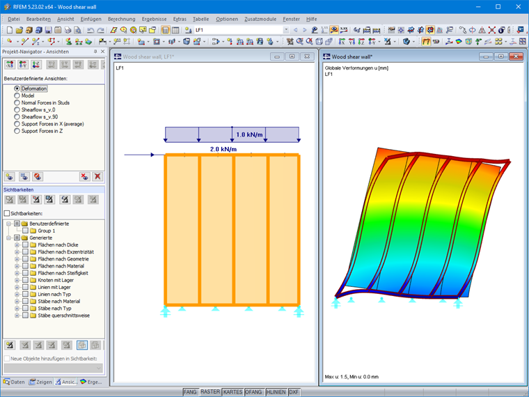 Verformungen unter Berücksichtigung der Nachgiebigkeit der Verbindung
