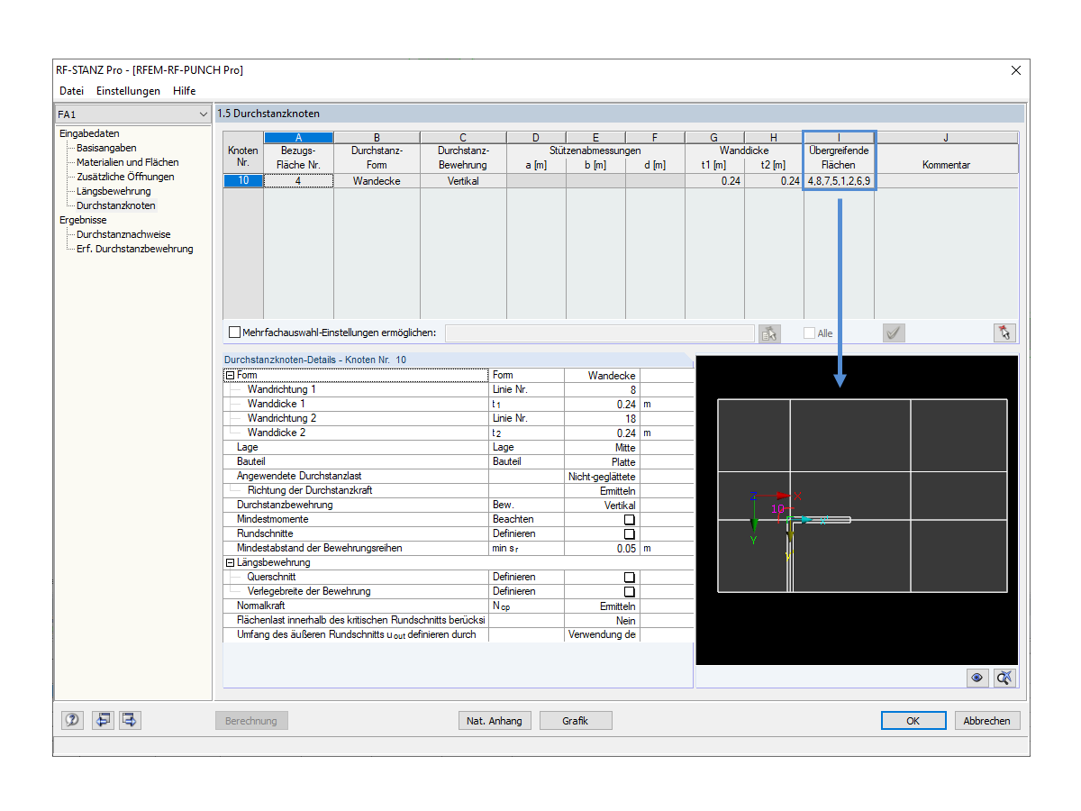 Maske 1.5 mit Spalte I "Übergreifende Flächen"