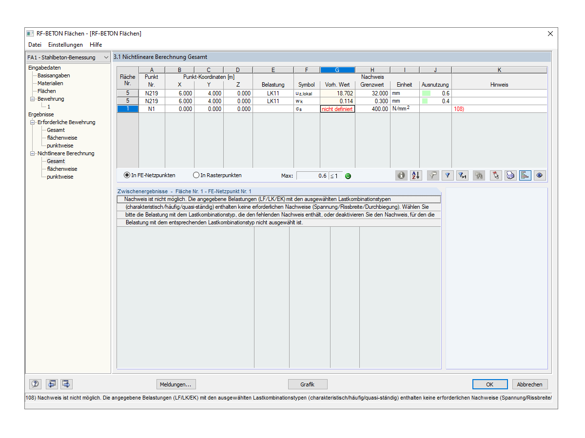 Fehler 108 beim Spannunsnachweis des Betonstahls