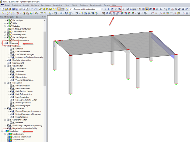 Belastung und Ergebnisse ausblenden