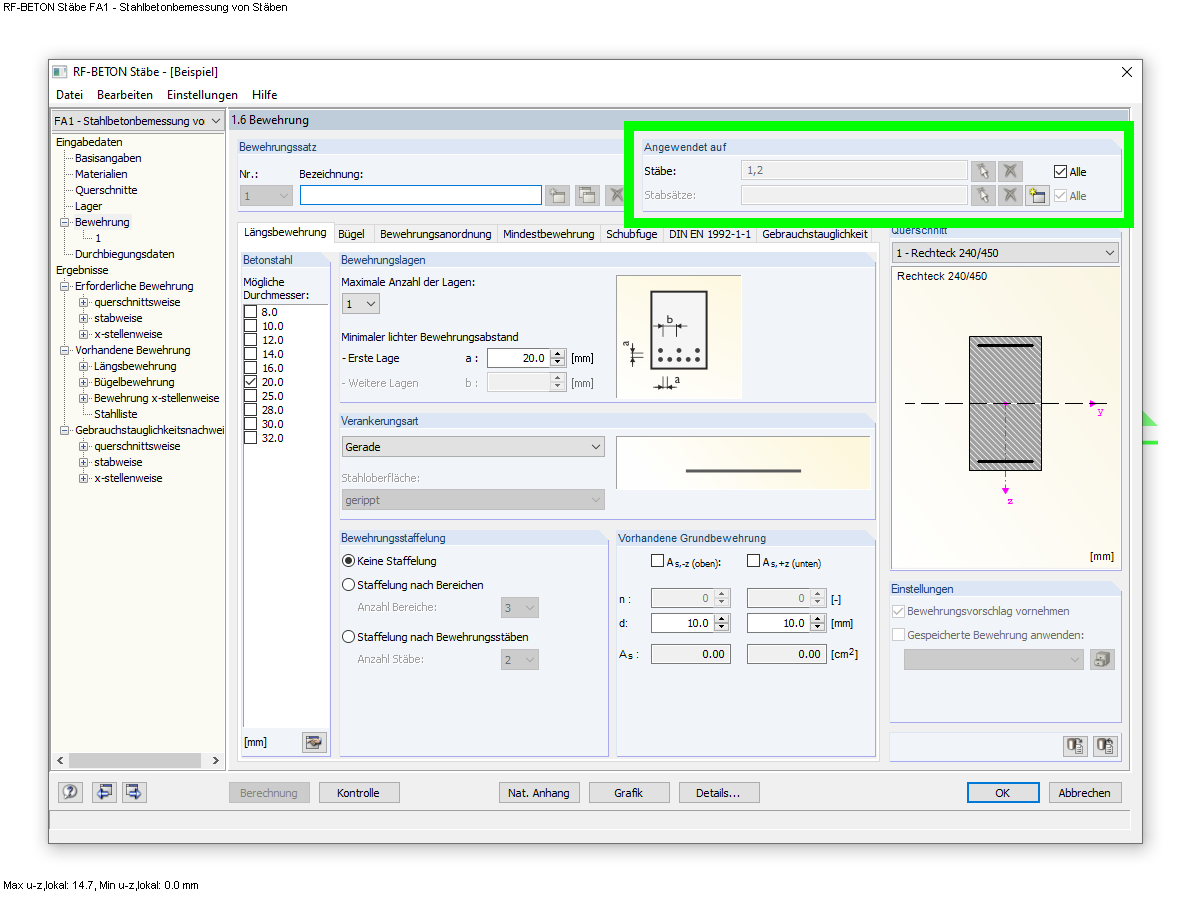 Bemessung von Stabsätzen