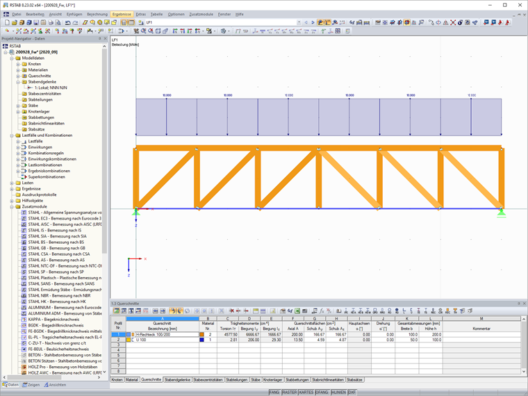 Fachwerkträger mit Belastung